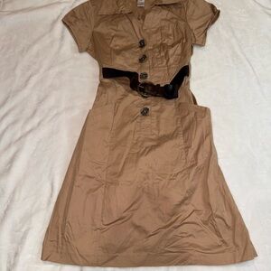 Robbie Bee Tan Button-Up Midi Dress